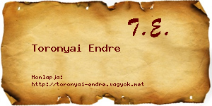 Toronyai Endre névjegykártya